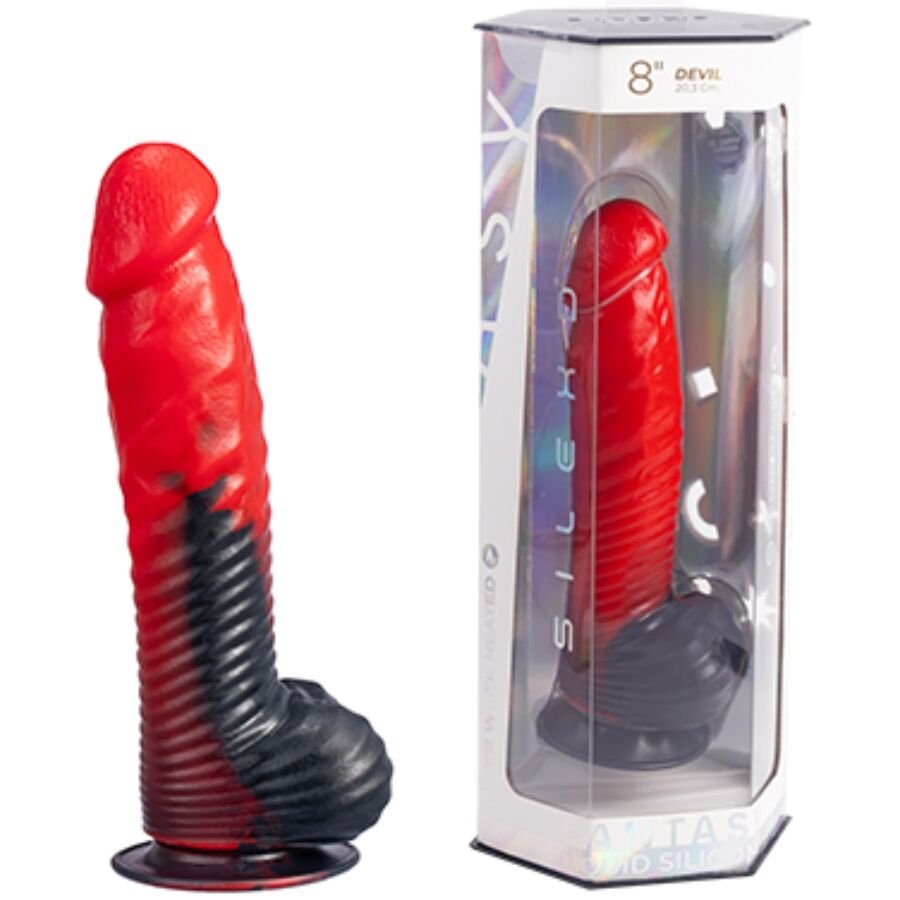 SILEXD - DEVIL DILDO FANTASIA DE SILICONE LÍQUIDO TERMOREATIVO VERMELHO E PRETO 20,3 CM - Image 3