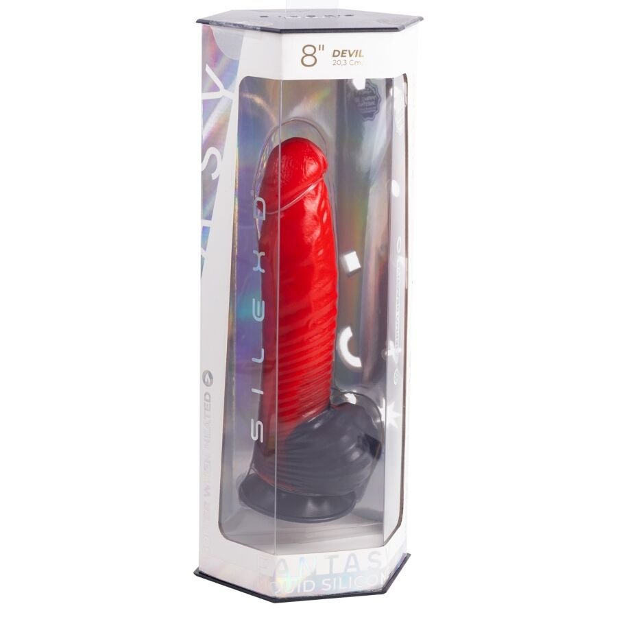 SILEXD - DEVIL DILDO FANTASIA DE SILICONE LÍQUIDO TERMOREATIVO VERMELHO E PRETO 20,3 CM - Image 5