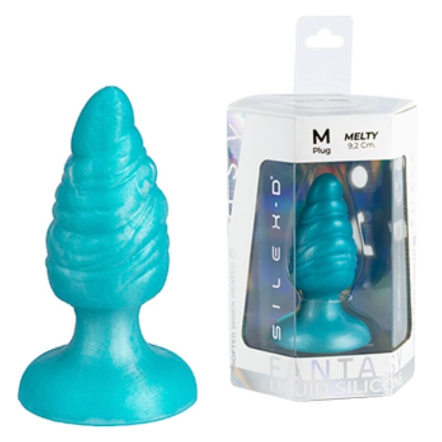 SILEXD - MELTY PLUG ANAL DE DERRETIMENTO FANTASY DE SILICONE LÍQUIDO TERMOREATIVO AZUL CELESTIAL 9,2 CM - Image 5