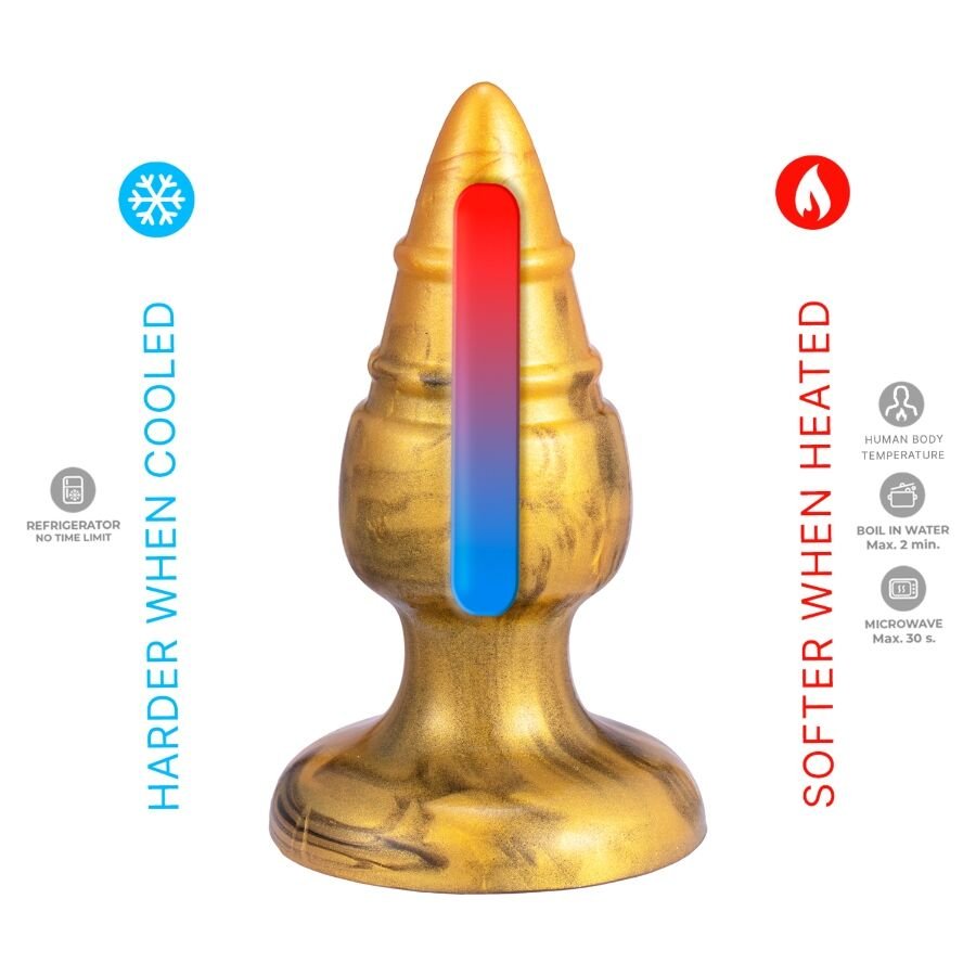 SILEXD - GOLDY PLUG ANAL FANTASY DE SILICONE LÍQUIDO TERMOREATIVO DOURADO 9,2 CM - Image 5