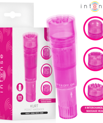 INTENSE - MINI MASSAGEADOR KURT COM 4 CABEÇAS INTERCAMBIÁVEIS ROSA