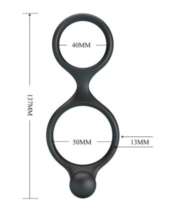 Visão alternativa de CRAZY BULL - ANEL DUPLO FLORIAN PARA PÊNIS E TESTÍCULOS PRETO