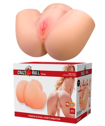 CRAZY BULL - VIVIAN MASTURBADOR VIBRATÓRIO DUPLO VAGINAL E ANAL FLESH