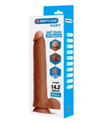 PRETTY LOVE – Dildo flexível realista Dany com ventosa 36 CM -Ø- 5,6 CM castanho - Image 4