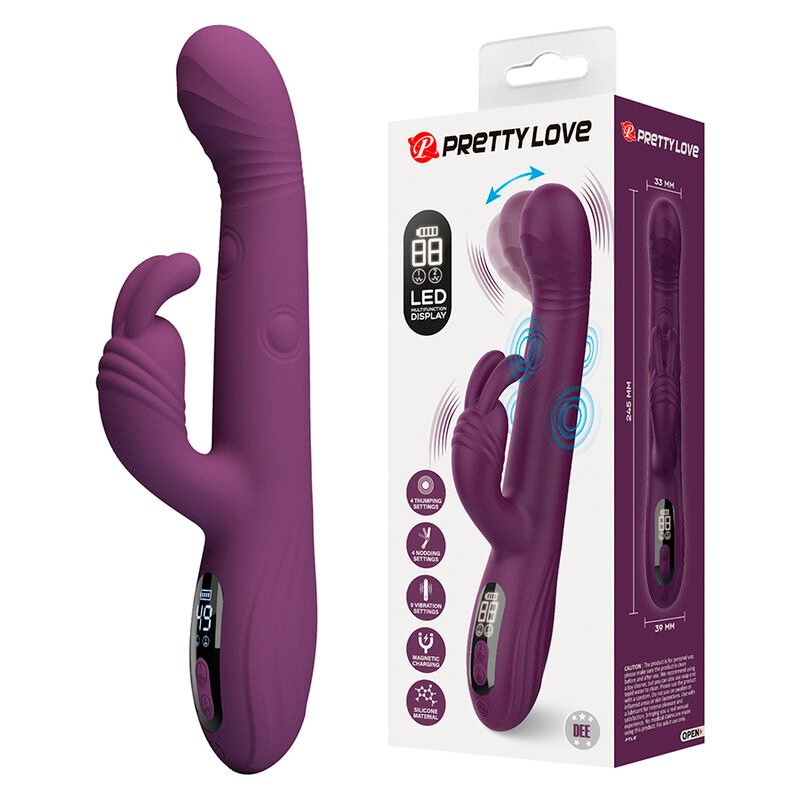 PRETTY LOVE - DEE VIBRADOR MULTIFUNCIONAL COELHO OSCILAÇÃO E PERCUSSÃO ROXO