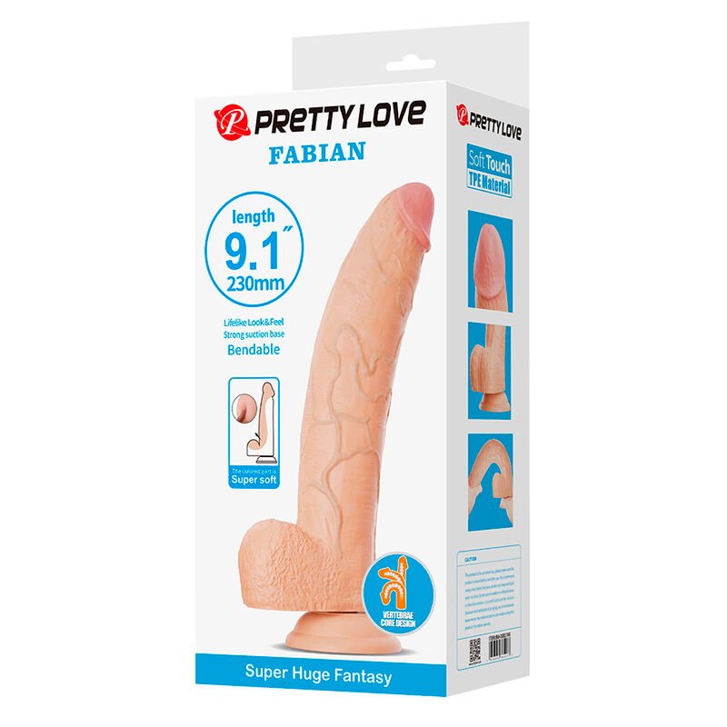 PRETTY LOVE - FABIAN DILDO FLEXÍVEL COM VENTOSA EM FORMATO DE CARNE - Imagem 3