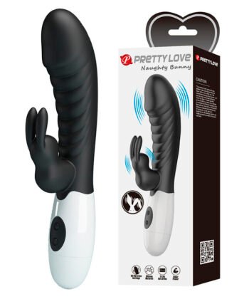 PRETTY LOVE - VIBRADOR COELHO NAUGHTY BUNNY COM 30 FUNÇÕES PRETO