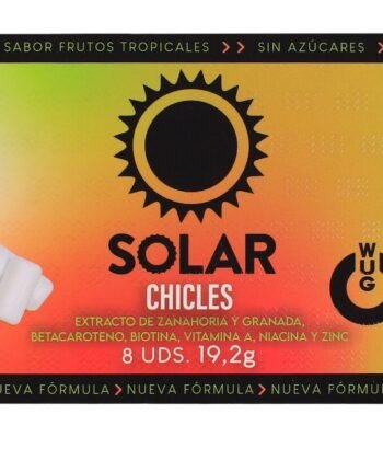 WUG solar - A goma de mascar que prepara a sua pele para o sol. Cartela com 8 unidades.