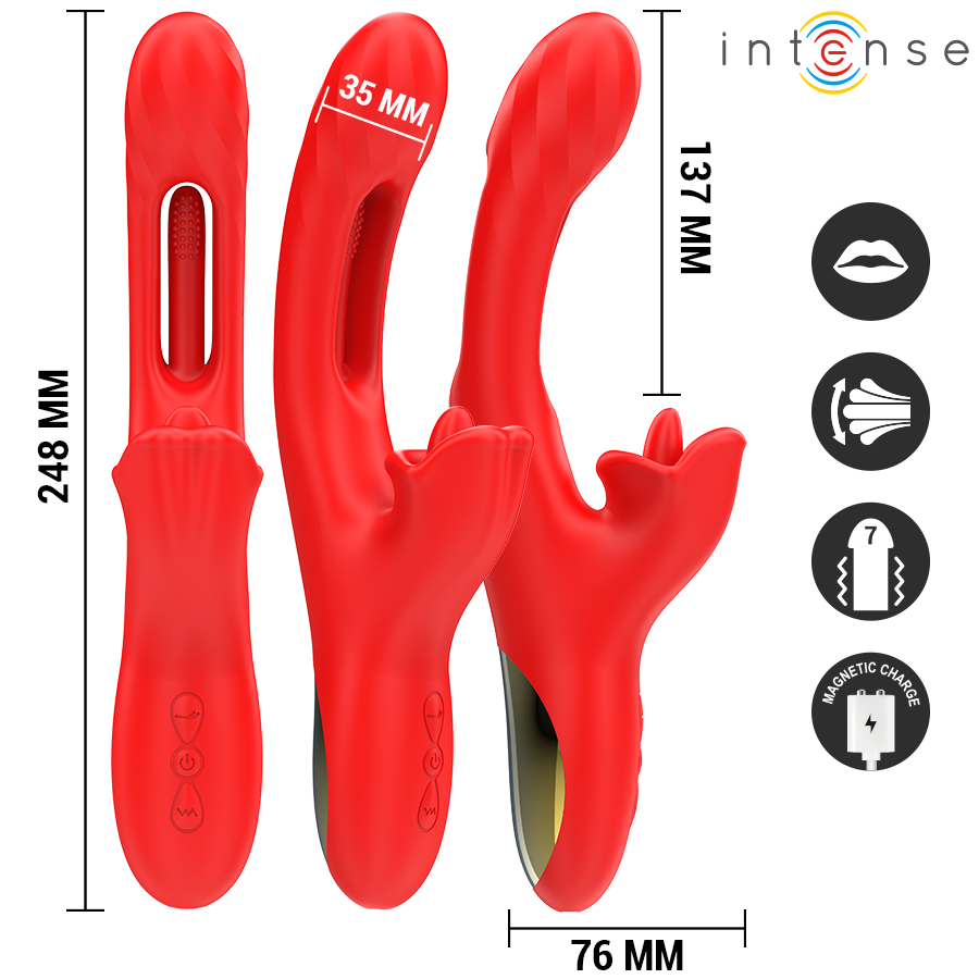 INTENSE - JESSICA MULTIFUNCIONAL VIBRADOR ESTIMULAÇÃO DO CLITÓRIS 24,8 CM VERMELHO - Imagem 2