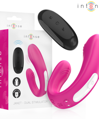 INTENSE - JANET DUAL ESTIMULADOR EM U E VIBRADOR COM CONTROLE REMOTO ROSA