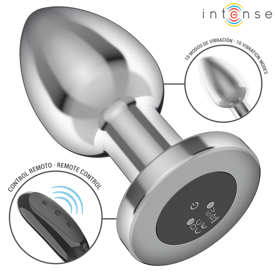 INTENSE - PLUG ANAL 10 VIBRAÇÕES METAL COM CONTROLE REMOTO L - Imagem 3