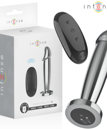 INTENSE - PLUG ANAL 10 VIBRAÇÕES DILDO DE METAL COM CONTROLE REMOTO M
