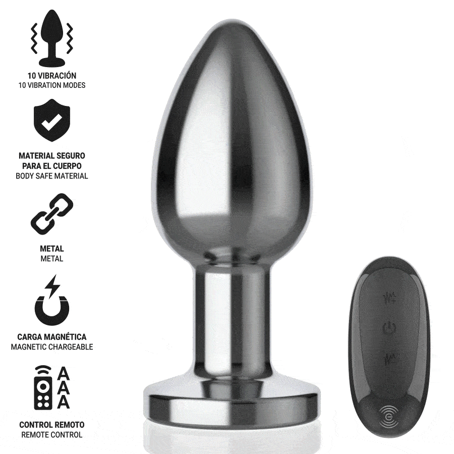 INTENSE - PLUG ANAL 10 VIBRAÇÕES METAL COM CONTROLE REMOTO L - Imagem 2