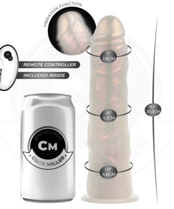 Visão alternativa de COCK MILLER - DILDO COM VENTOSA, LUZES E VIBRAÇÃO COM CONTROLE REMOTO BRANCO 20,5 CM
