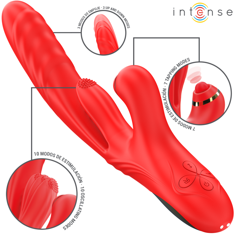 INTENSE - ROSALIA VIBRADOR MULTIFUNCIONAL 3 EM 1 VERMELHO - Imagem 2