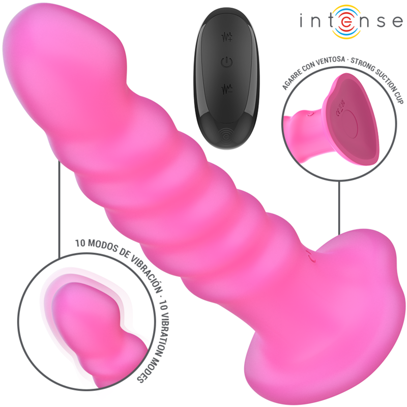 INTENSE - VIBRADOR CINDY TAMANHO L DESIGN ESPIRAL 10 VIBRAÇÕES ROSA CONTROLE REMOTO - Imagem 2