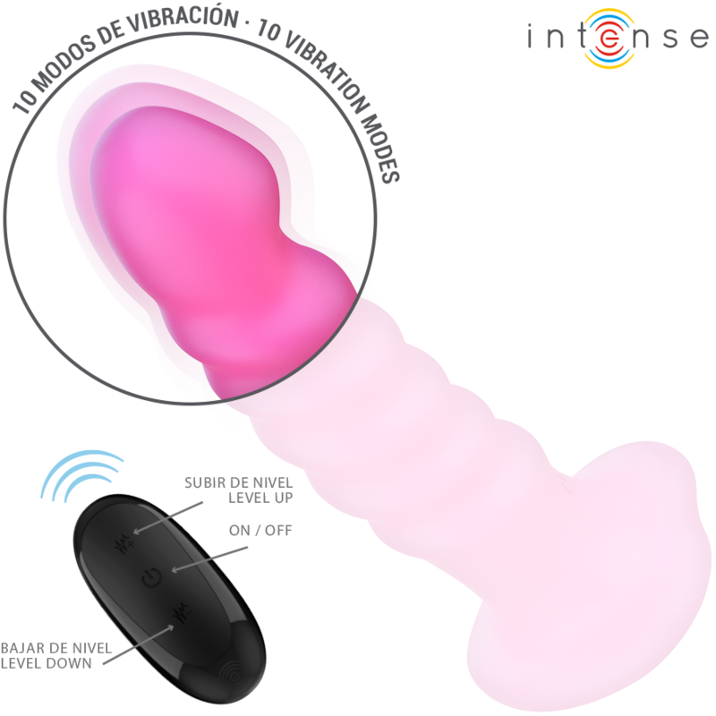 INTENSE - VIBRADOR CINDY TAMANHO L DESIGN ESPIRAL 10 VIBRAÇÕES ROSA CONTROLE REMOTO - Imagem 4