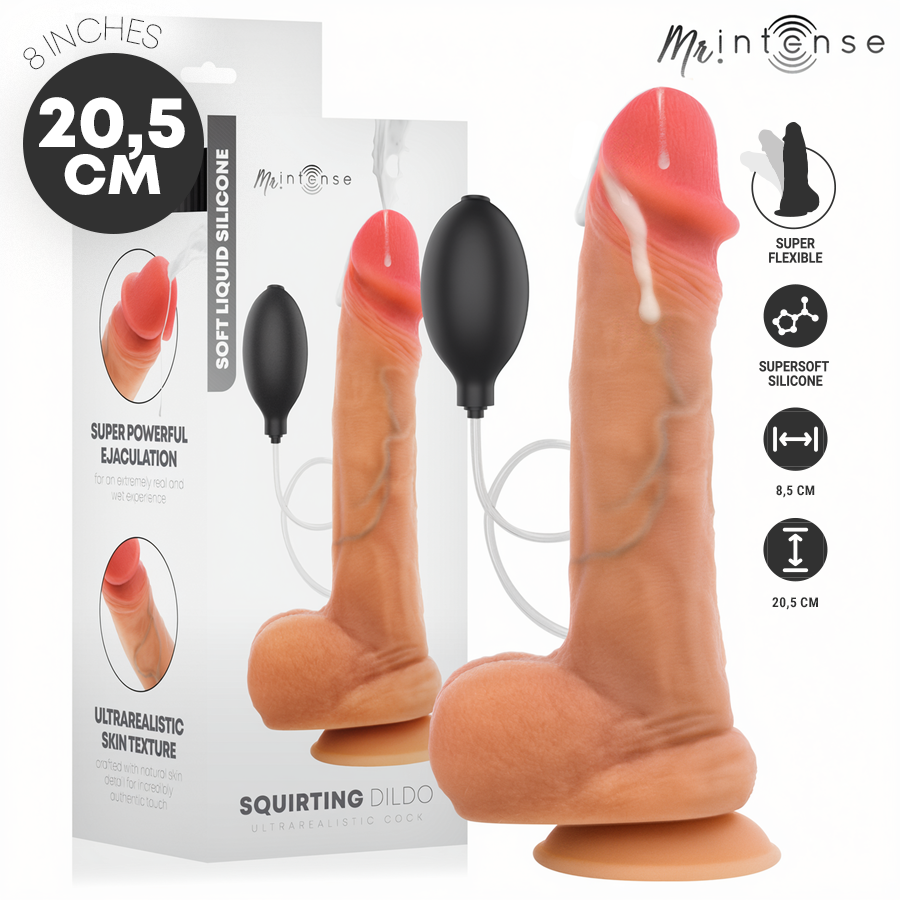 MR INTENSE - DANNY, DILDO EJACULANTE DE SILICONE, 20,5 CM - Ø - 4 CM