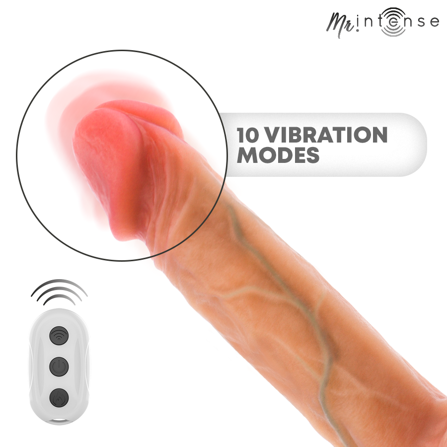 MR INTENSE - VIBRADOR LOGAN DE SILICONE COM EFEITO DE CALOR E CONTROLE REMOTO 20 CM -Ø- 4,1 CM - Imagem 4