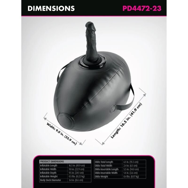 FETISH FANTASY SERIES - BODY DOCK BOLA DE AMOR INFLÁVEL COM DILDO PRETA 41,9 CM - Imagem 4