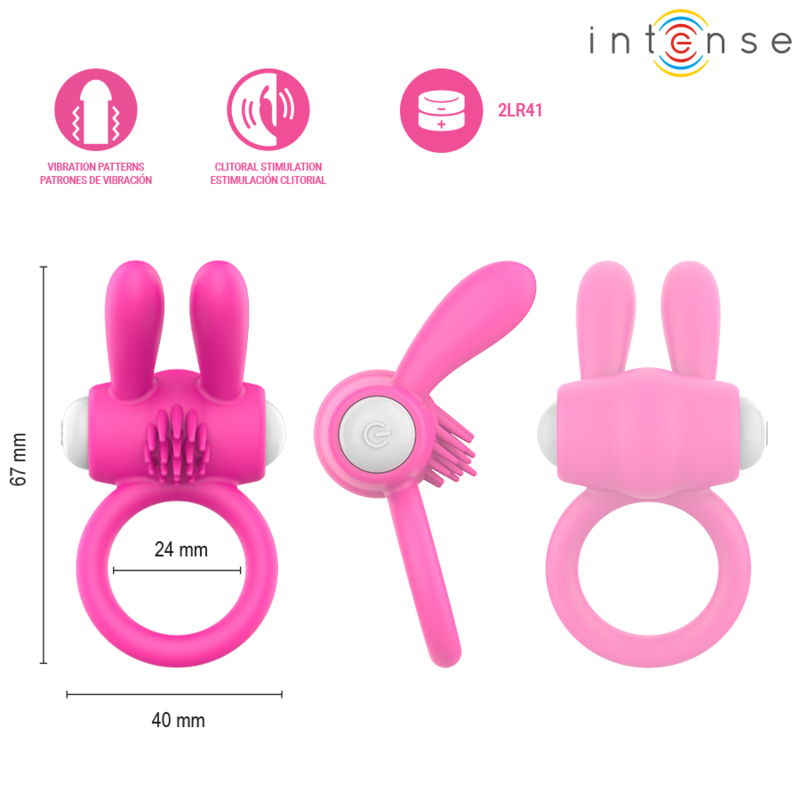 INTENSE - ANEL PENIANO VIBRATÓRIO HOPPS COM ESTIMULAÇÃO CLITÓRICA ROSA - Image 4