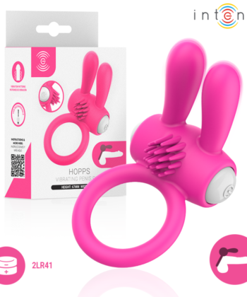 INTENSE - ANEL PENIANO VIBRATÓRIO HOPPS COM ESTIMULAÇÃO CLITÓRICA ROSA
