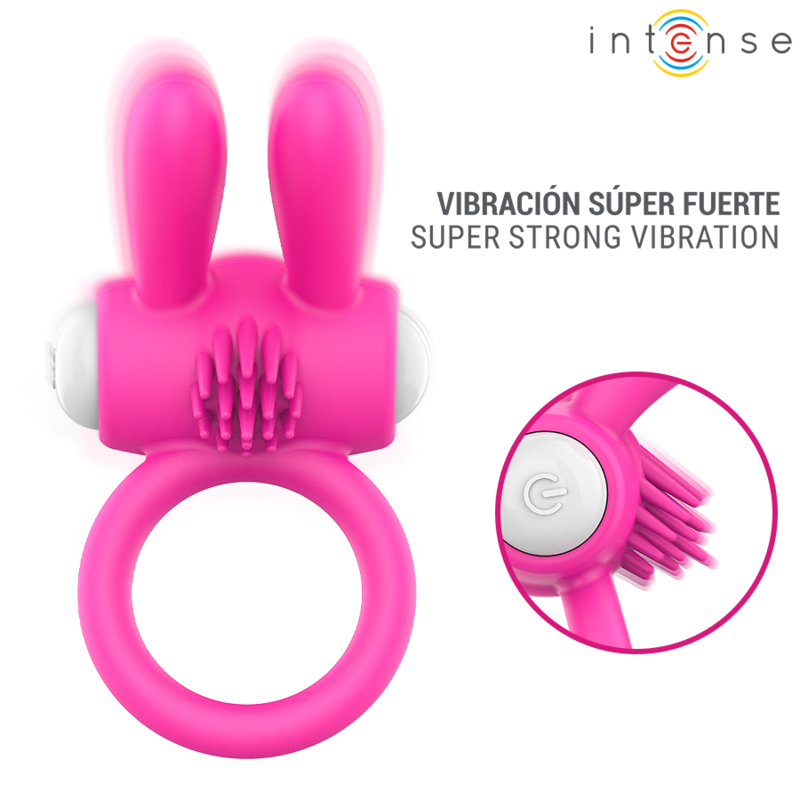 INTENSE - ANEL PENIANO VIBRATÓRIO HOPPS COM ESTIMULAÇÃO CLITÓRICA ROSA - Image 3