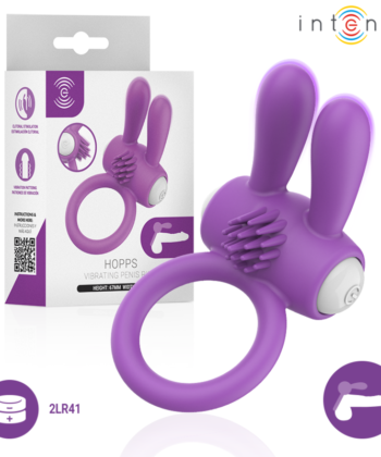 INTENSE - ANEL PENIANO VIBRATÓRIO HOPPS COM ESTIMULAÇÃO CLITÓRICA ROXO