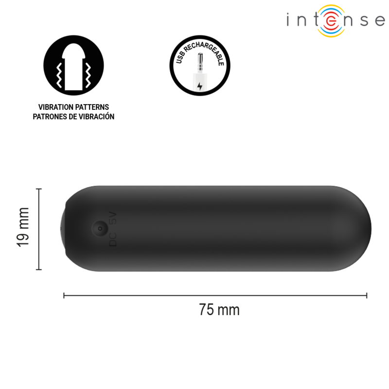 INTENSE - JUDY VIBRADOR BULLET RECARREGÁVEL COM CONTROLE REMOTO PRETO - Image 3