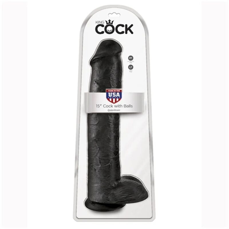 KING COCK - DILDO REALISTA COM TESTÍCULOS 38 CM PRETO - Image 5