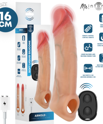 MR INTENSE - CAPA DE SILICONE PARA PÊNIS VIBRADOR ARNOLD L COM CONTROLE REMOTO 16 CM -Ø- 4,5 CM