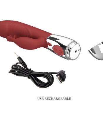 Visão alternativa de PRETTY LOVE - VIBRADOR COELHO DE JACARANDÁ 30 FUNÇÕES RECARREGÁVEL VIA USB VERMELHO