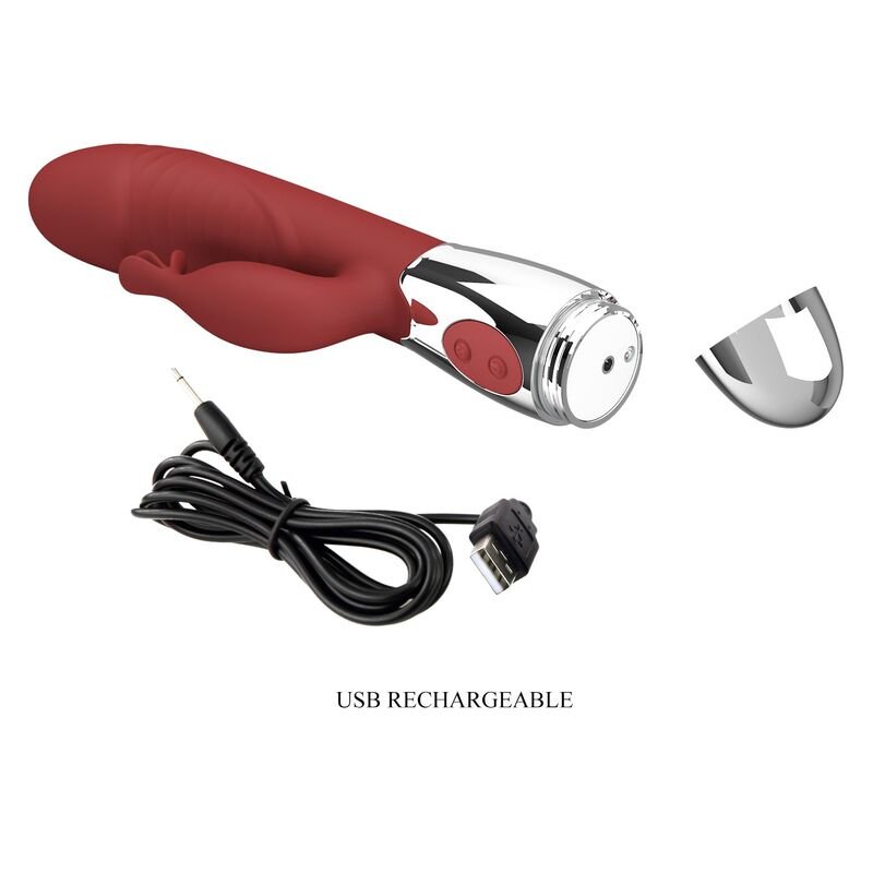 PRETTY LOVE - VIBRADOR COELHO DE JACARANDÁ 30 FUNÇÕES RECARREGÁVEL VIA USB VERMELHO - Imagem 2