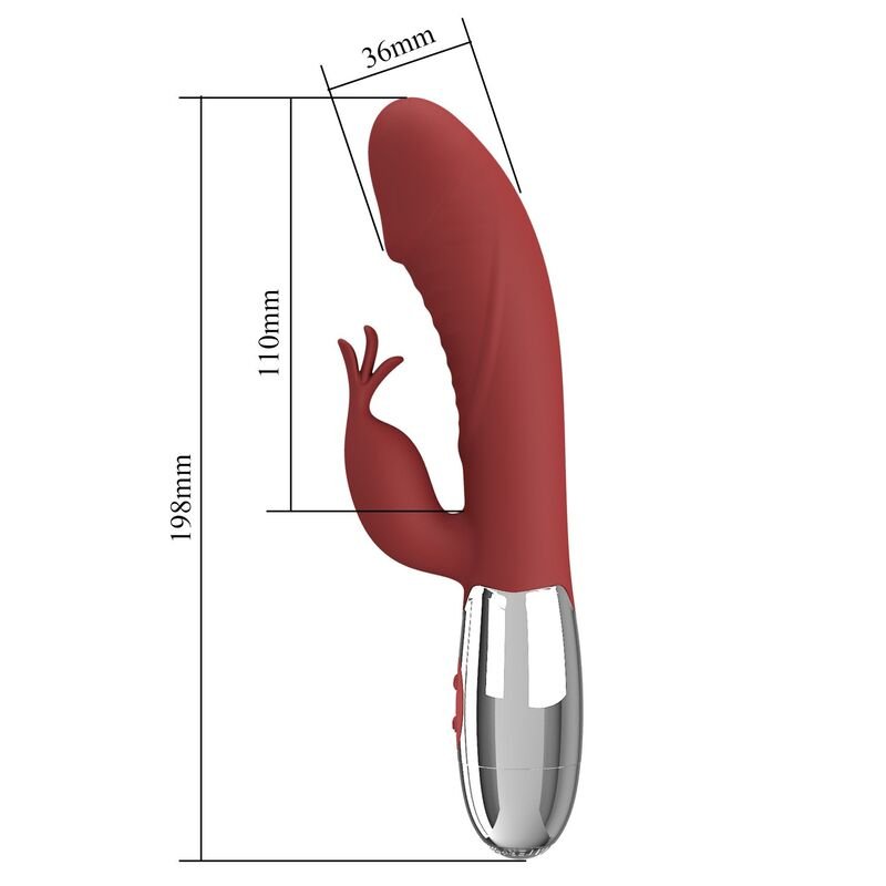 PRETTY LOVE - VIBRADOR COELHO DE JACARANDÁ 30 FUNÇÕES RECARREGÁVEL VIA USB VERMELHO - Imagem 3
