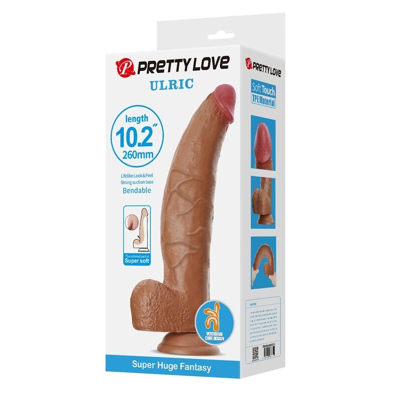 PRETTY LOVE - ULRIC DILDO FLEXÍVEL REALISTA 26 CM Ø 5,5 CM TPE MARROM - Imagem 3