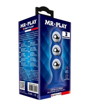 MR PLAY - PLUG ANAL CON 3 BOLAS METÁLICAS Y VENTOSA AZUL - Imagem 4