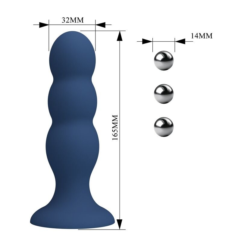 MR PLAY - PLUG ANAL CON 3 BOLAS METÁLICAS Y VENTOSA AZUL - Imagem 5