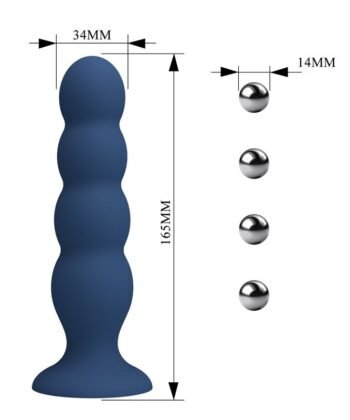 MR PLAY - PLUG ANAL CON 4 BOLAS METÁLICAS Y VENTOSA AZUL - Imagem 3