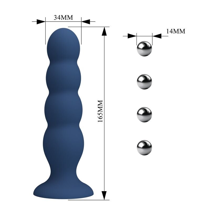 MR PLAY - PLUG ANAL CON 4 BOLAS METÁLICAS Y VENTOSA AZUL - Imagem 3
