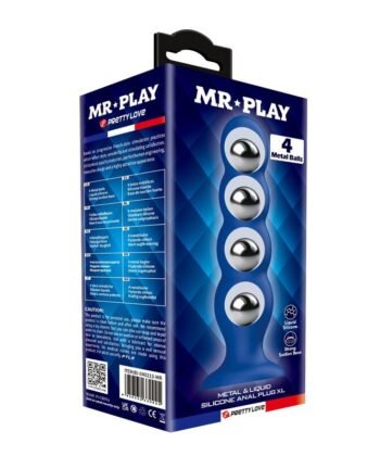 MR PLAY - PLUG ANAL CON 4 BOLAS METÁLICAS Y VENTOSA AZUL - Imagem 4