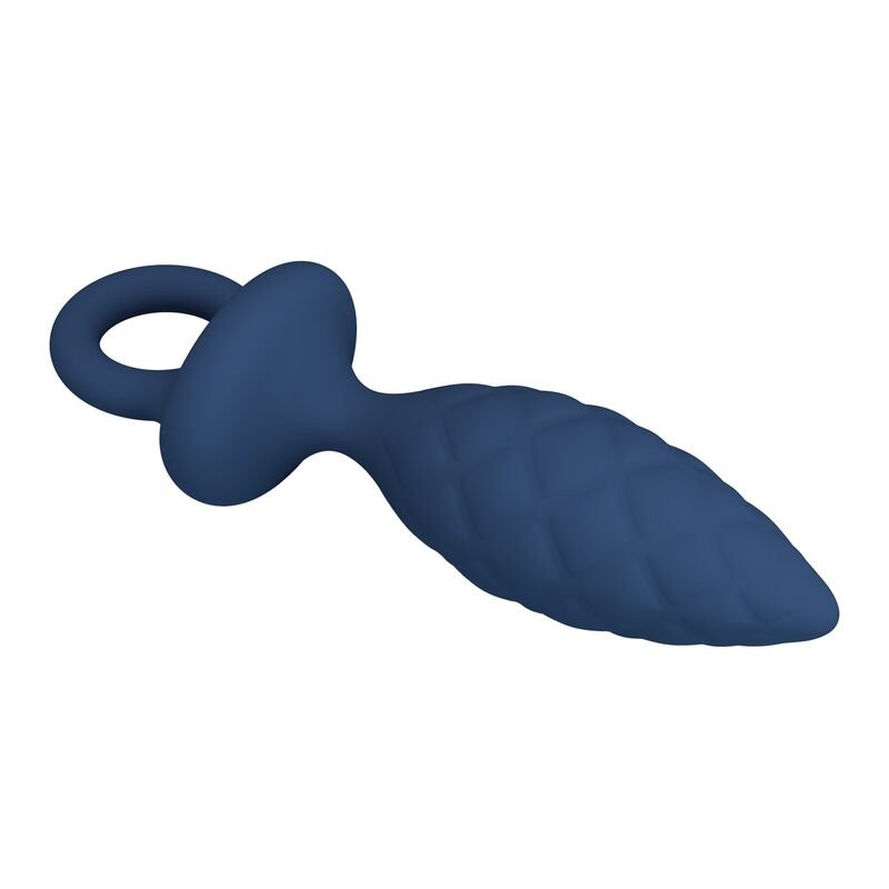 MR PLAY - PLUG ANAL TEXTURIZADO CON ANILLA AZUL - Image 2