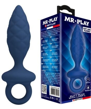 MR PLAY - PLUG ANAL TEXTURIZADO CON ANILLA AZUL - Image 3