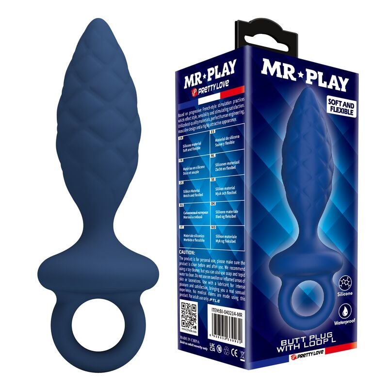 MR PLAY - PLUG ANAL TEXTURIZADO CON ANILLA AZUL - Image 3