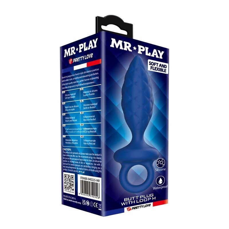 MR PLAY - PLUG ANAL TEXTURIZADO CON ANILLA AZUL - Imagem 2