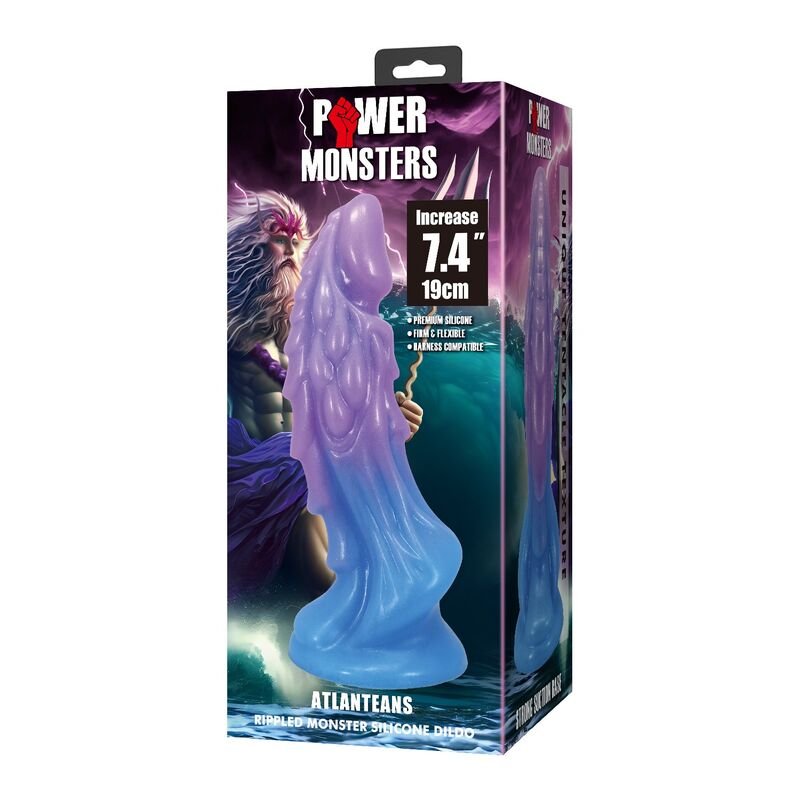 POWER MONSTERS - DILDO REALISTA ATLANTEANS COM VENTOSA 19 CM Ø 5 CM AZUL E ROXO - Imagem 2