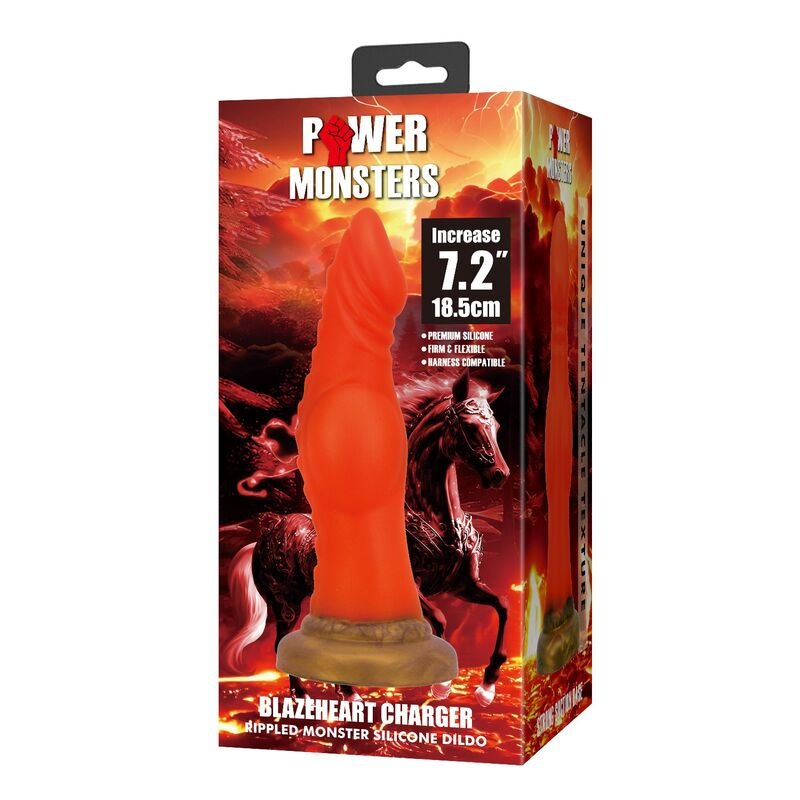 POWER MONSTERS - BLAZEHEART CHARGER FANTASY DILDO DE SILICONE 18,5 CM Ø 4,5 CM - Imagem 3