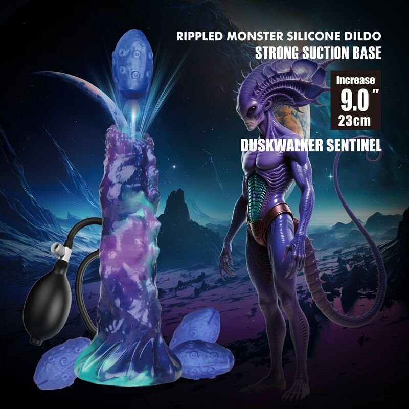 POWER MONSTERS - DUSKWALKER SENTINEL TRICOLOR DILDO DE SILICONE INFLÁVEL FANTASIA 23 CM Ø 5 CM - Imagem 3