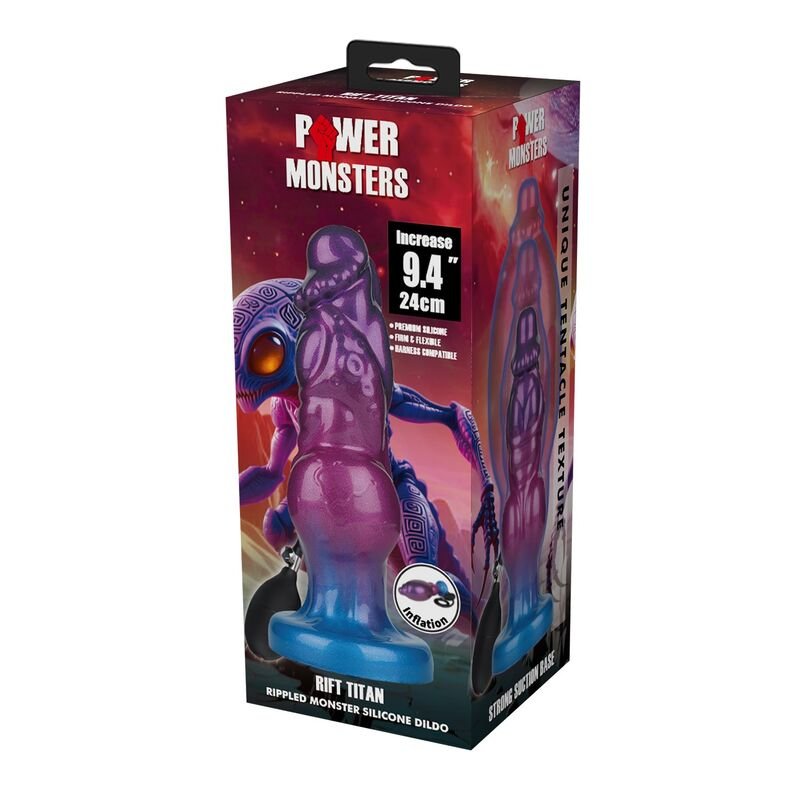 POWER MONSTERS - RIFT TITAN BICOLOR DILDO DE SILICONE INFLÁVEL FANTASIA 24 CM Ø 5 CM - Imagem 2