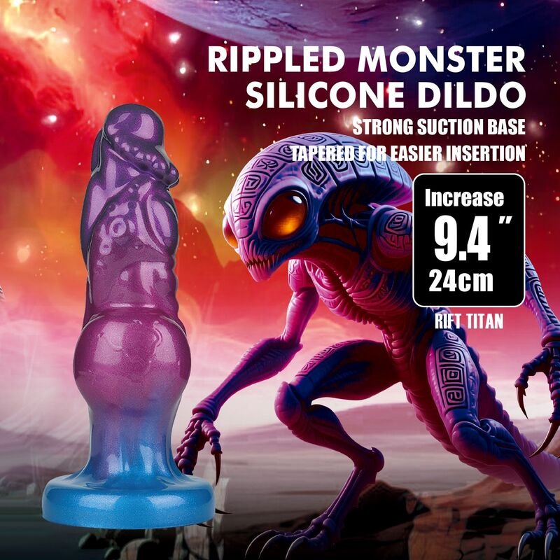 POWER MONSTERS - RIFT TITAN BICOLOR DILDO DE SILICONE INFLÁVEL FANTASIA 24 CM Ø 5 CM - Imagem 4