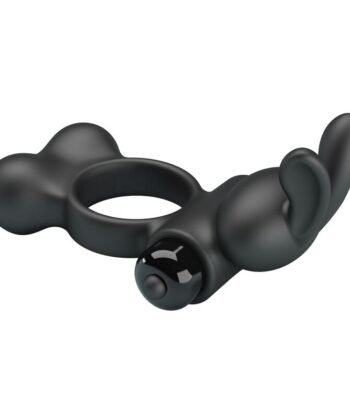 PRETTY LOVE - ANILLO VIBRADOR PARA PENE CON ESTIMULADOR DE CONEJITO 10 FUNCIONES NEGRO - Imagem 3